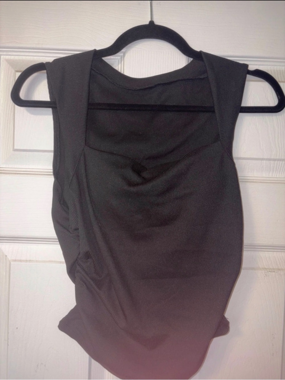 Source Unknown Black Ribbed Crop Tank